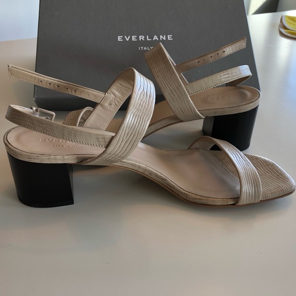 Everlane The Double-Strap Block Heel Sandal Sand Lizard 10.5 - Picture 3 of 10